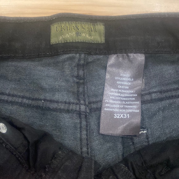 Urban Star black denim five pocket riveted jeans, Cotton/spandex blend. 32x31” - Picture 3 of 4